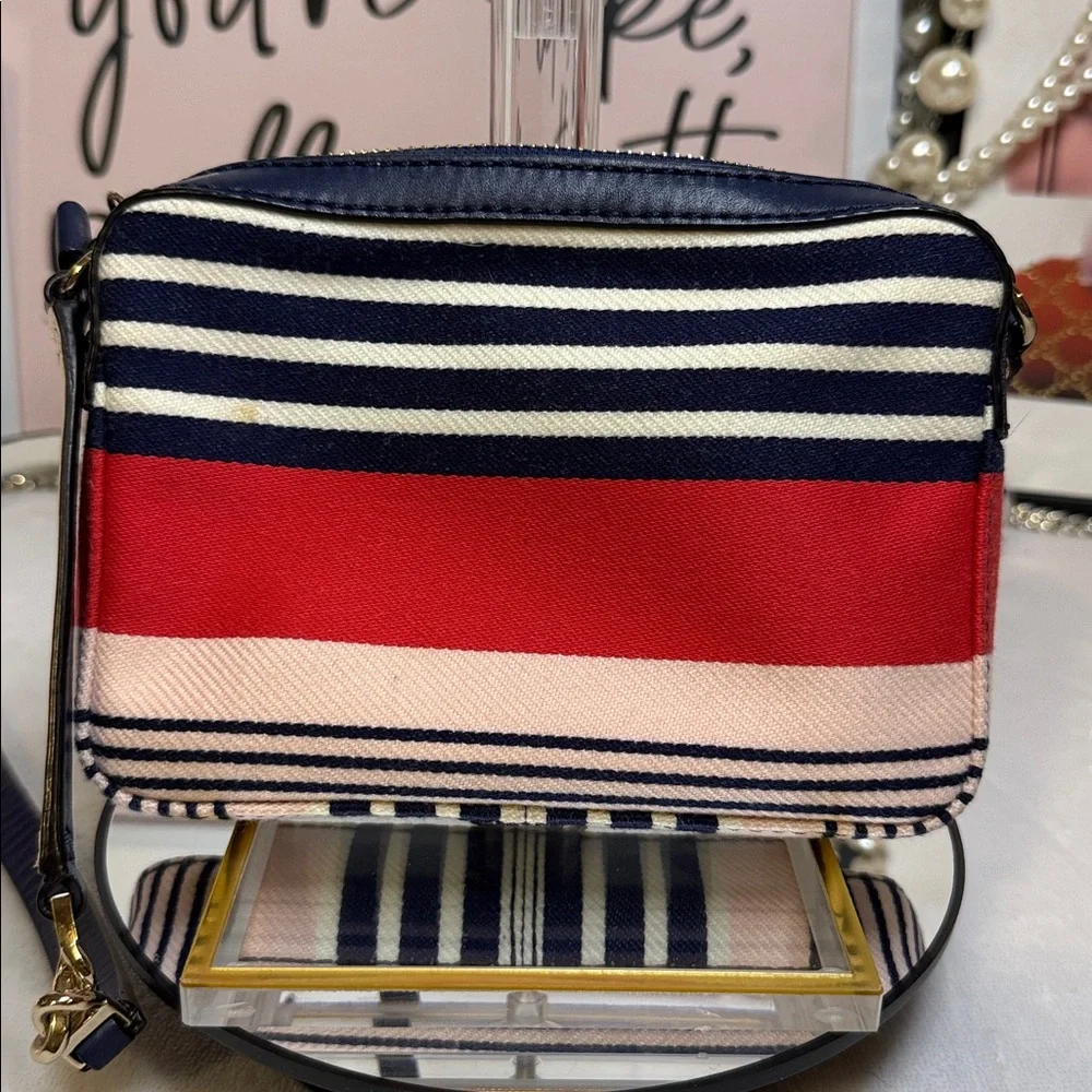 EUC Kate Spade New York Striped Crossbody Storybook Lining - Picture 3 of 9